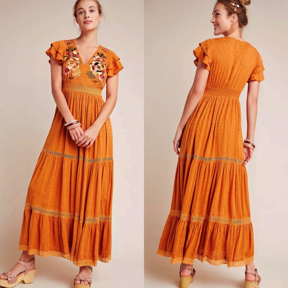 Anthropologie Sunshine Embroidered Maxi Dress - Picture 2 of 15